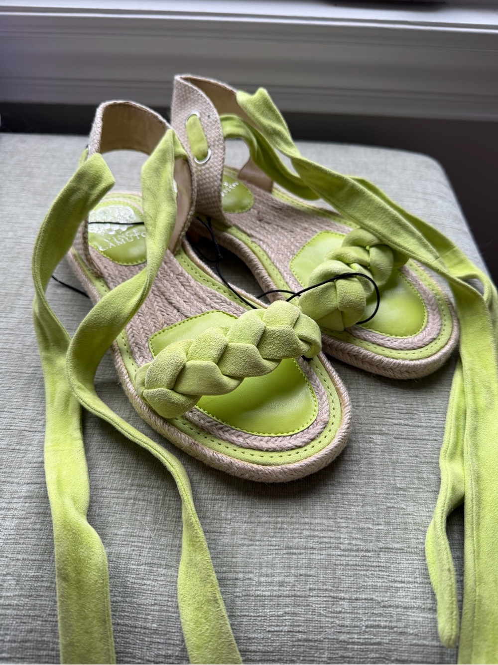 Vince Camuto Lime Green Braided Espadrille Sandals